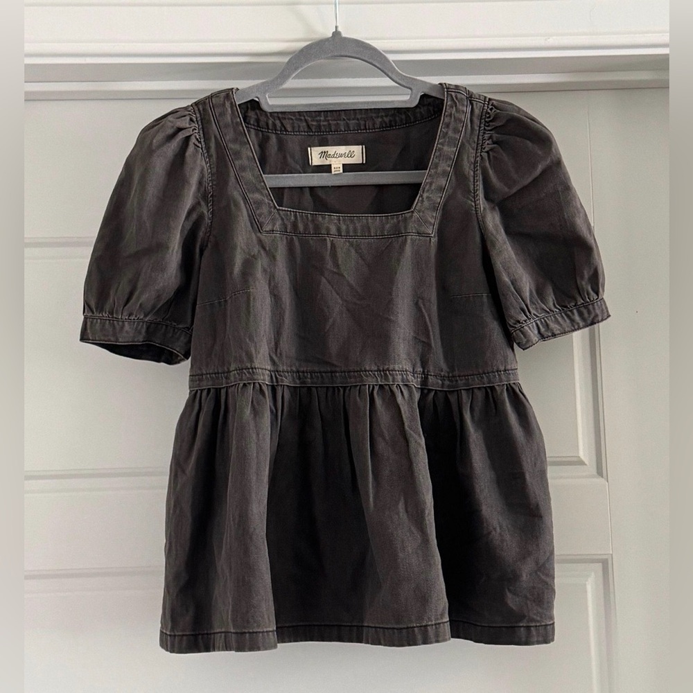 Madewell Gray Peplum Shirt